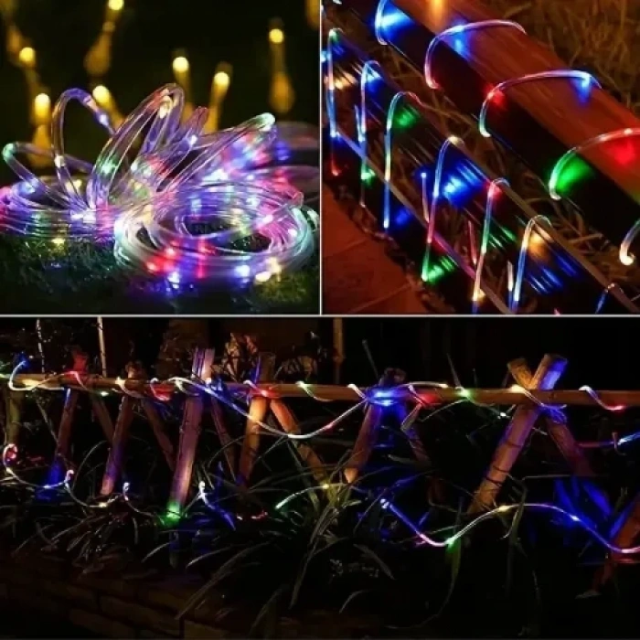 VipMarketim 10 Metre 100 LED Solar RGB Işık Şeffaf Kablolu