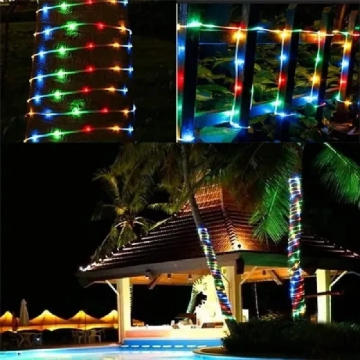 VipMarketim 10 Metre 100 LED Solar RGB Işık Şeffaf Kablolu