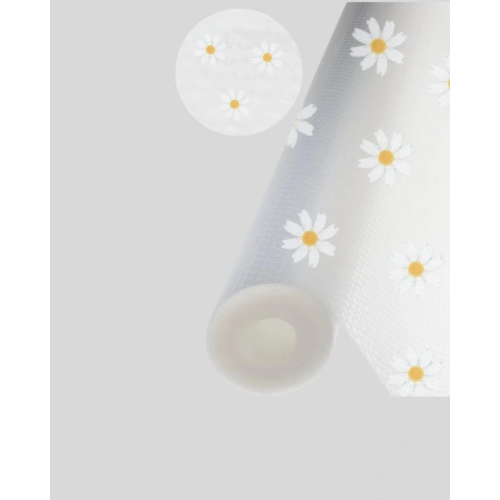 VipMarketim 10 Metre Papatya Desenli Kaymaz Çok Amaçlı Dolap İçi Örtü