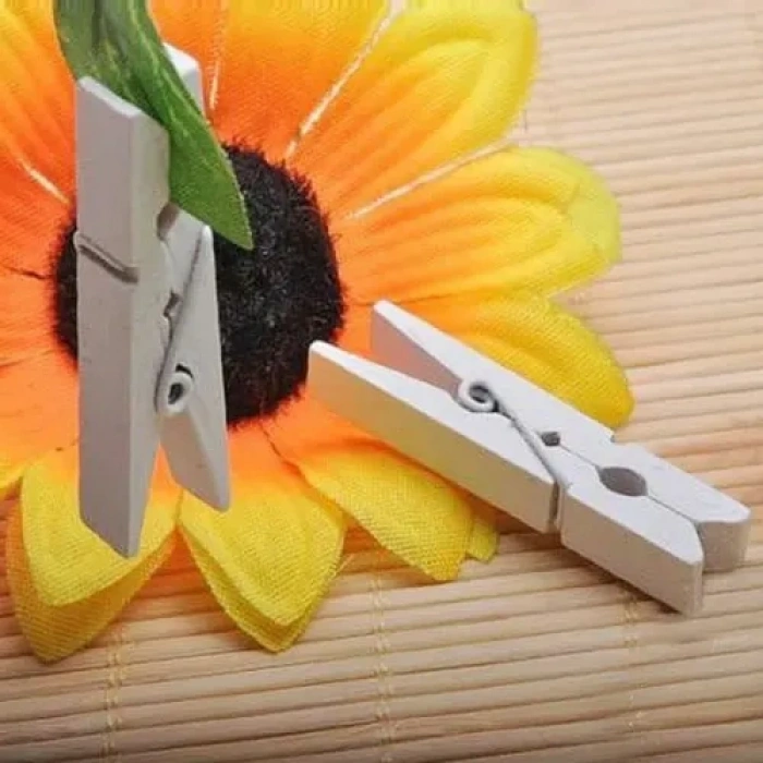 VipMarketim 1000 Adet Beyaz Ahşap Mandal Seti 2.5 cm