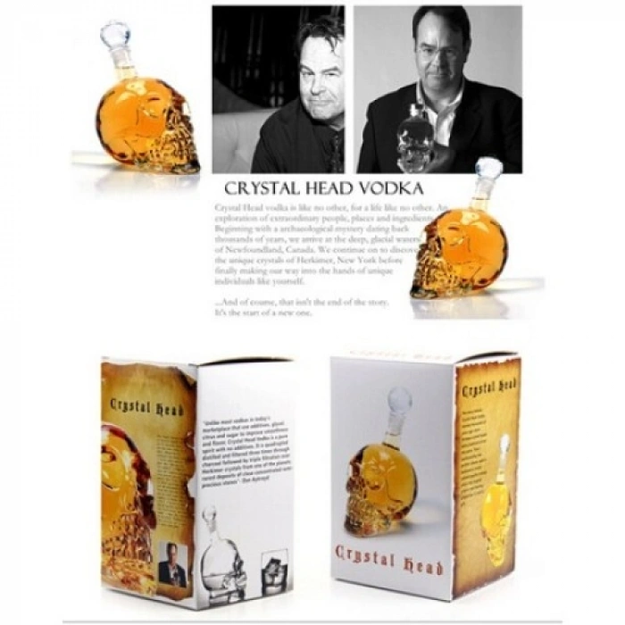 VipMarketim 1000 ml Crystal Head Kuru Kafa İçki Şişesi