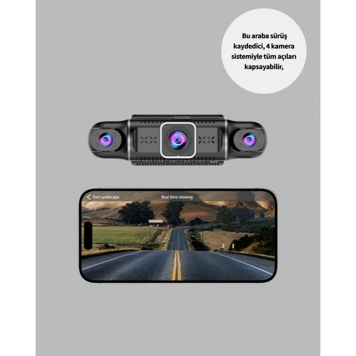 VipMarketim 1080P 4 Kanallı Araç Kamerası GPS + WiFi + G Sensör Destekli