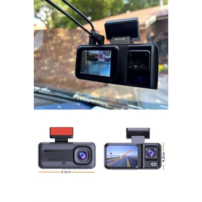 VipMarketim 1080p Sürüş Kaydedici 2 İnç Araç Araba Ön İç Arka DVR IPS Ekran