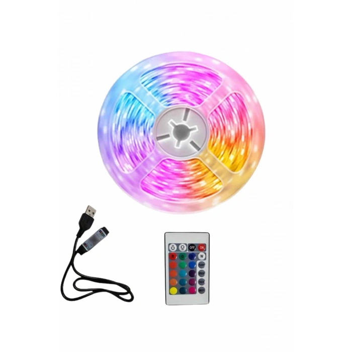VipMarketim 10M Şerit Led İç Mekan Renkli Rgb Şerit Led Kumandalı