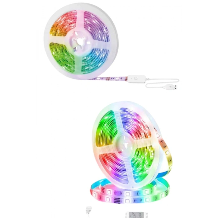 VipMarketim 10M Şerit Led İç Mekan Renkli Rgb Şerit Led Kumandalı