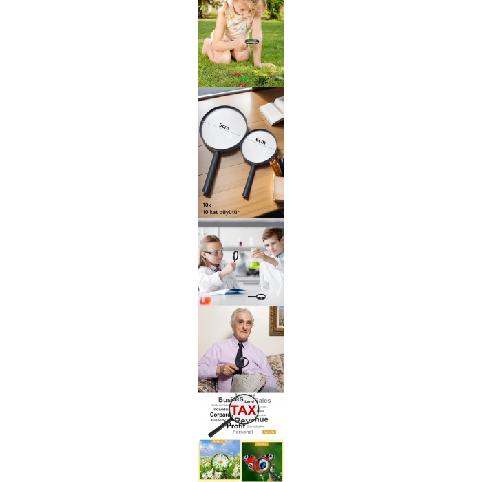 VipMarketim 10X Büyüteç 6 ve 9 cm 2 li SET