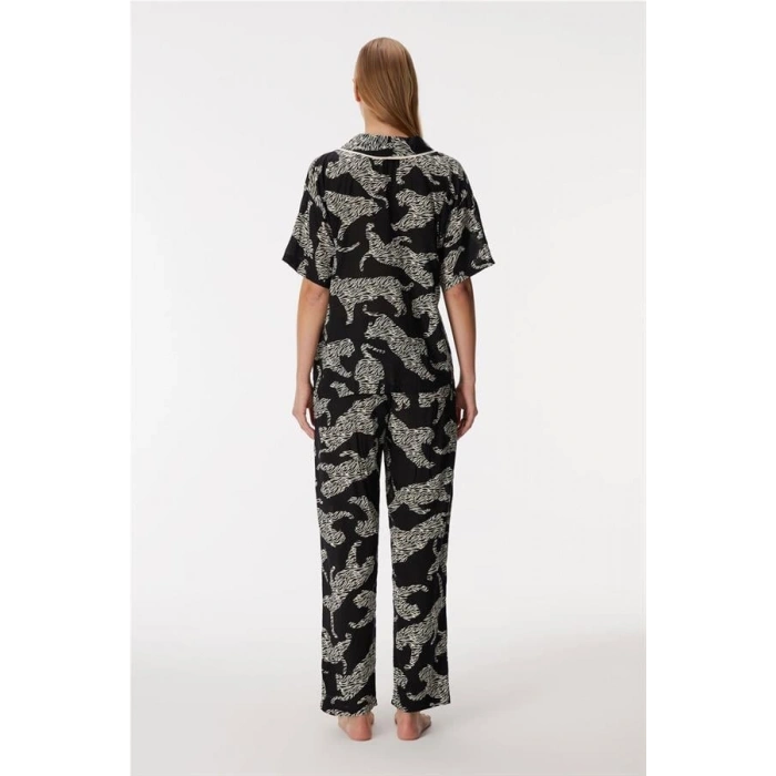 VipMarketim 11389 Kadın Kısa Kol Gömlek Ve Pantolon Takım