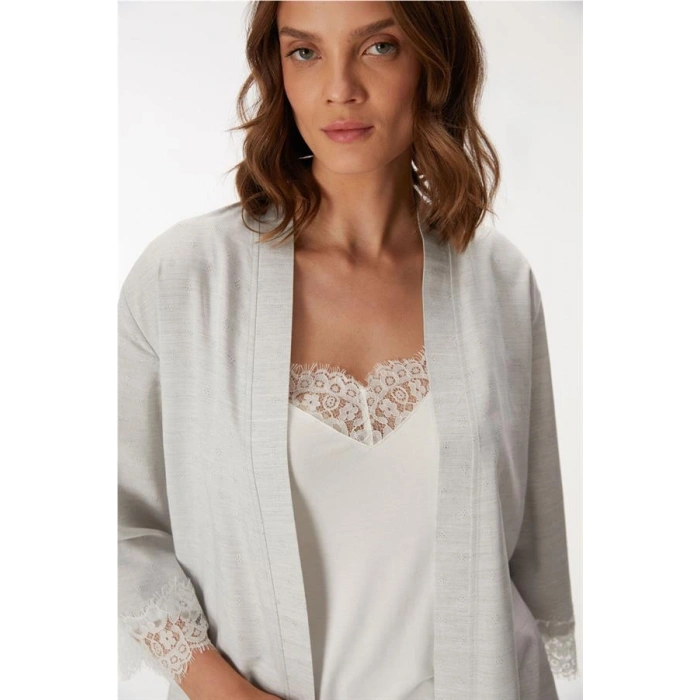 VipMarketim 11403 Kadın Sabahlık, Atlet Ve pantolon Takım