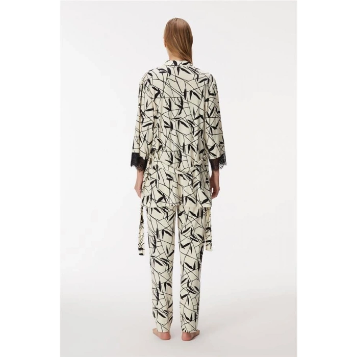 VipMarketim 11419 Kadın Sabahlık, Atlet Ve pantolon Takım
