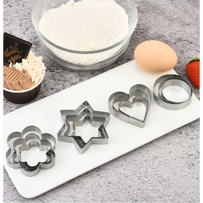 VipMarketim 12 Adet Paslanmaz Çelik Kurabiye Kalıbı Seti