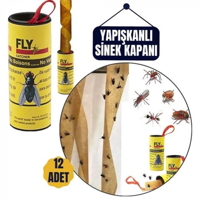 VipMarketim 12 Adet Yapışkanlı Sinek Kapanı 74 cm