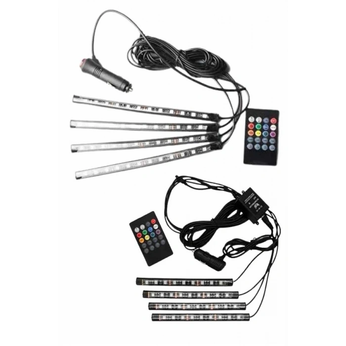 VipMarketim 12Lİ Şerit Led Işık RGB Sese ve Müziğe Duyarlı Araç İçi Ayak Altı