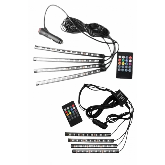 VipMarketim 12Lİ Şerit Led Işık RGB Sese ve Müziğe Duyarlı Araç İçi Ayak Altı