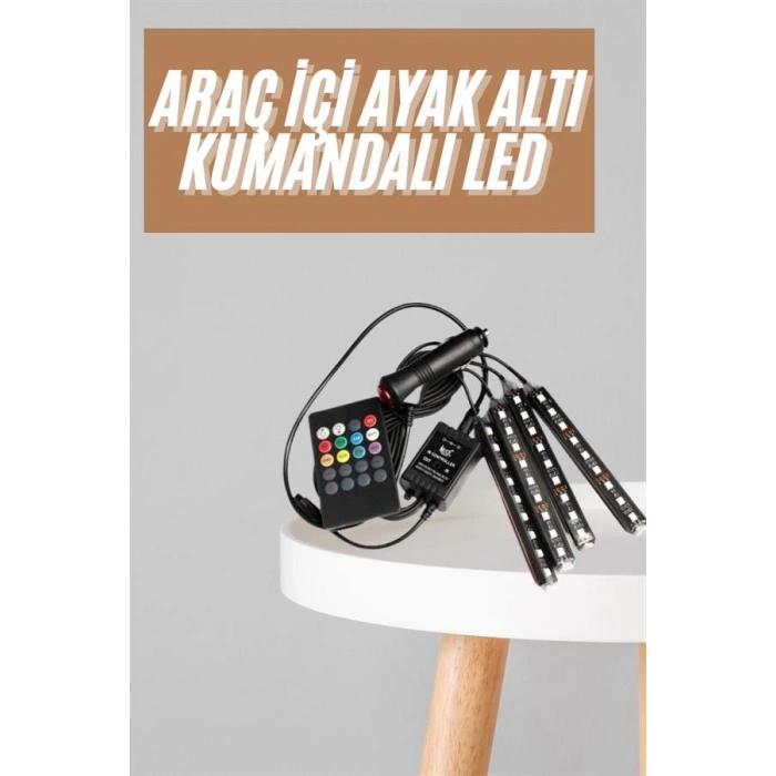 VipMarketim 12Lİ Şerit Led Işık RGB Sese ve Müziğe Duyarlı Araç İçi Ayak Altı
