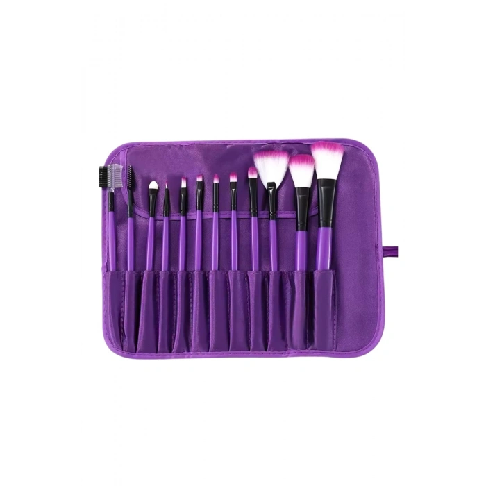 VipMarketim 12 Parça Makyaj Fırça Seti Profesyonel Fondöten Allık Far Kontür Fırçası