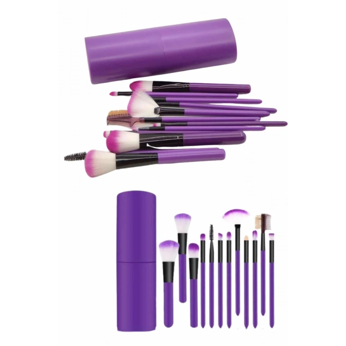 VipMarketim 12 Parça Makyaj Fırça Seti Profesyonel Fondöten Allık Far Kontür Fırçası