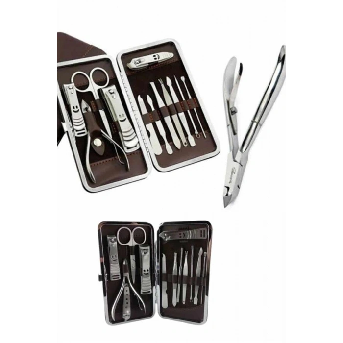 VipMarketim 12 Parça Paslanmaz Çelik Kompakt ve Taşınabilir Manikür Makası Tırnak Makası