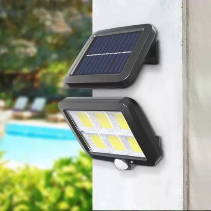 VipMarketim 120 Cob Led Solar Panelli 3 Modlu Duvar Lambası Uzaktan Kumandalı