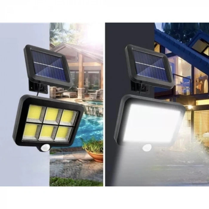 VipMarketim 120 Cob Led Solar Panelli 3 Modlu Duvar Lambası Uzaktan Kumandalı