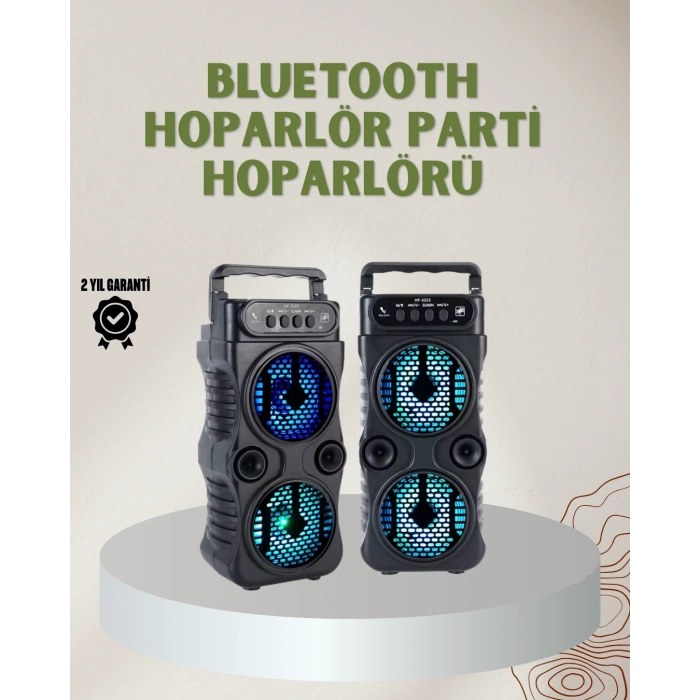 VipMarketim 1200 mAh Şarjlı LED Işıklı Bluetooth Hoparlör – FM Radyolu Hafıza Kart Destekli