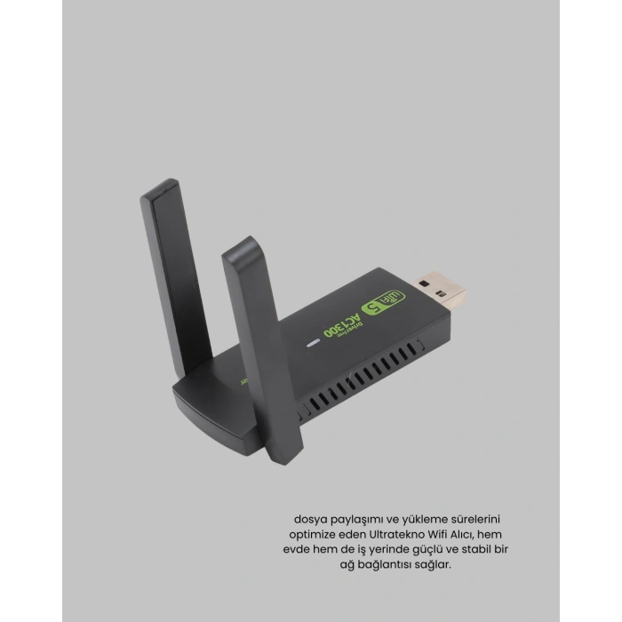 VipMarketim 1200 Mbps Dual Band WiFi Adaptör – 5.8G & 2.4G Çift Antenli
