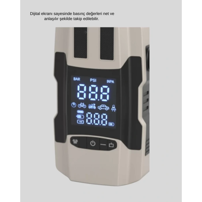 VipMarketim 12.000 mAh Akü Takviye Powerbank Dahili Hava Dijital Ekranlı