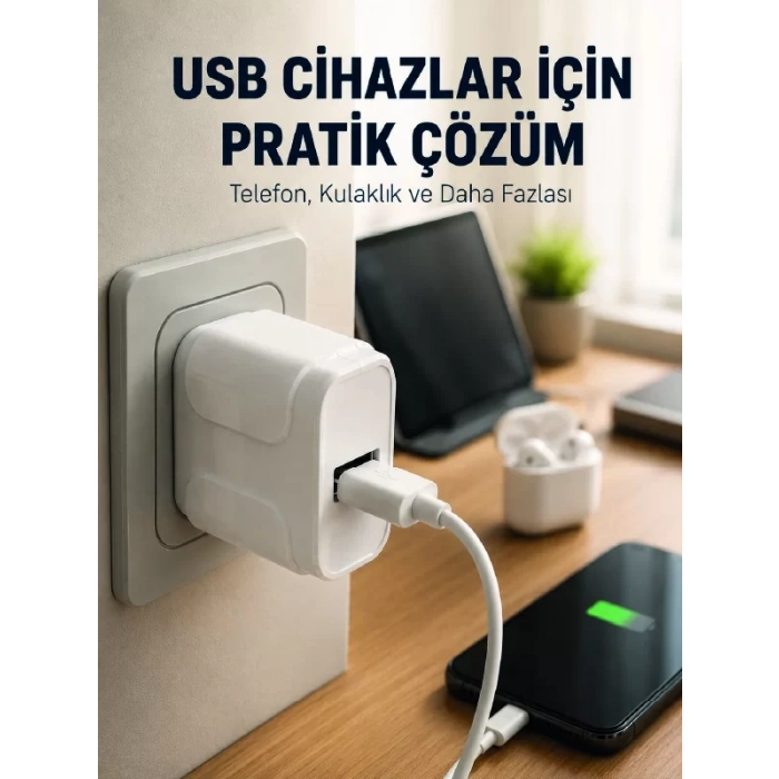 VipMarketim 12W USB Şarj Adaptörü 5V 2.4A Hızlı ve Güvenli Şarj Başlığı