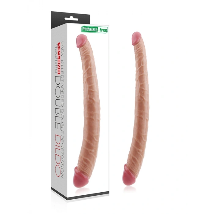 VipMarketim 14 İnç King Size Realistic Ladykiller Tapered Double Penetration