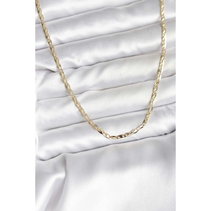 VipMarketim 14K Gold Renk Kaplama Ezme Zincir Model CM Kadın Kolye 5886