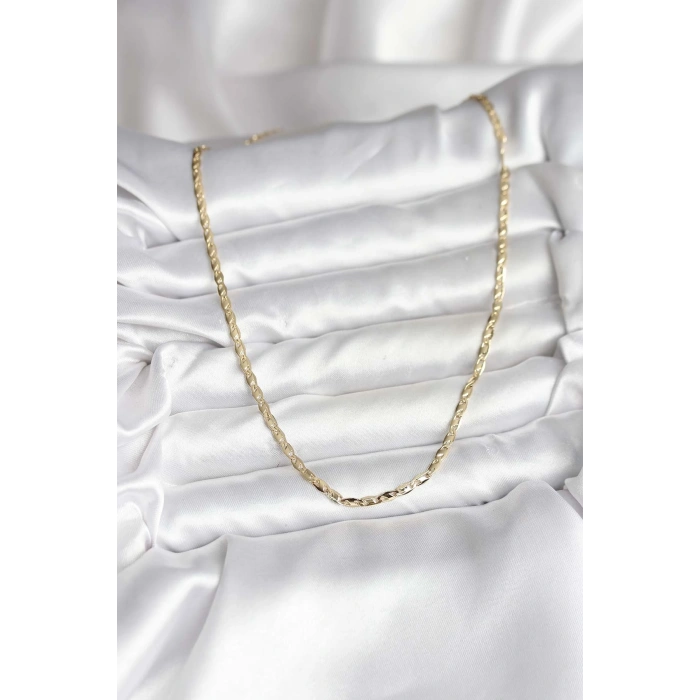 VipMarketim 14K Gold Renk Kaplama Ezme Zincir Model CM Kadın Kolye 5886