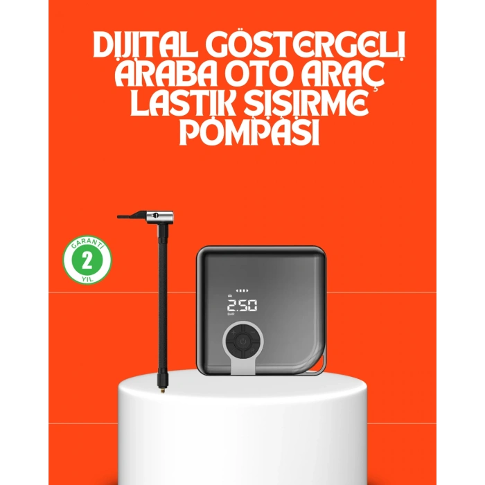VipMarketim 150 PSI Yüksek Basınç Kapasiteli Kablosuz Lastik Pompası