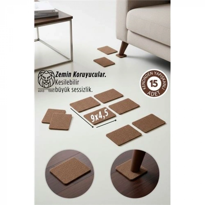 VipMarketim 15’li Premium Zemin Koruyucu Keçe 9x45 cm Mobilya Ayak Koruyucu