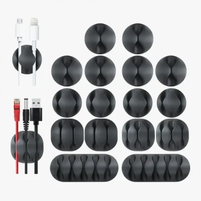 VipMarketim 16lı Çok Kanallı Yapışkanlı Kablo Sabitleyici Seti