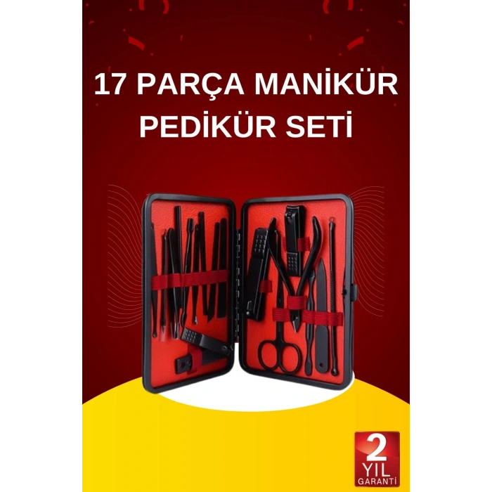 VipMarketim 17 Parça El Ayak Bakım Seti Tırnak Temizleme Manikür Pedikür Cımbız Törpü Tırnak Makası