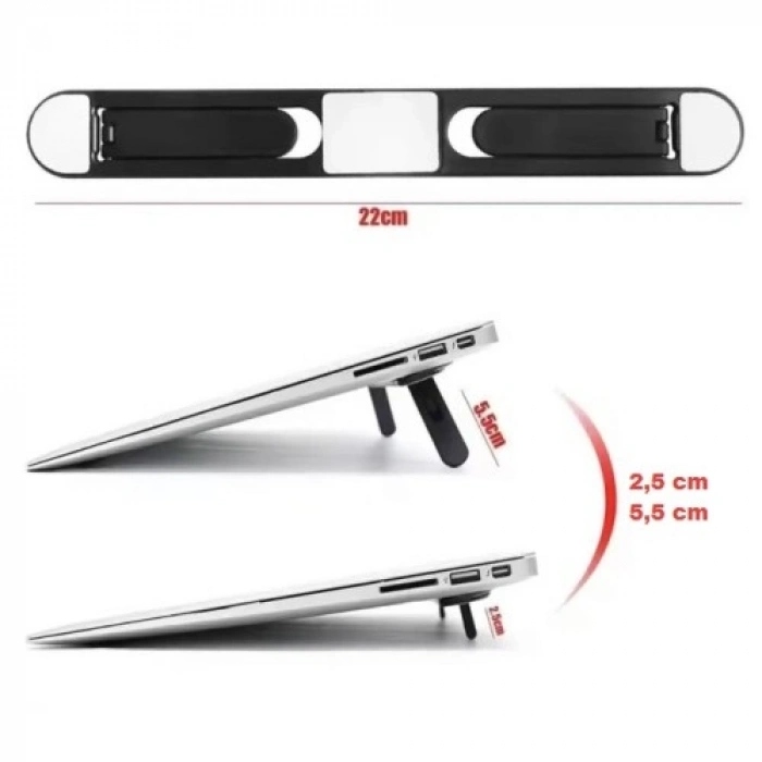 VipMarketim 2 Kademeli Katlanabilir ve Yapışkanlı Laptop Standı Siyah CM-438