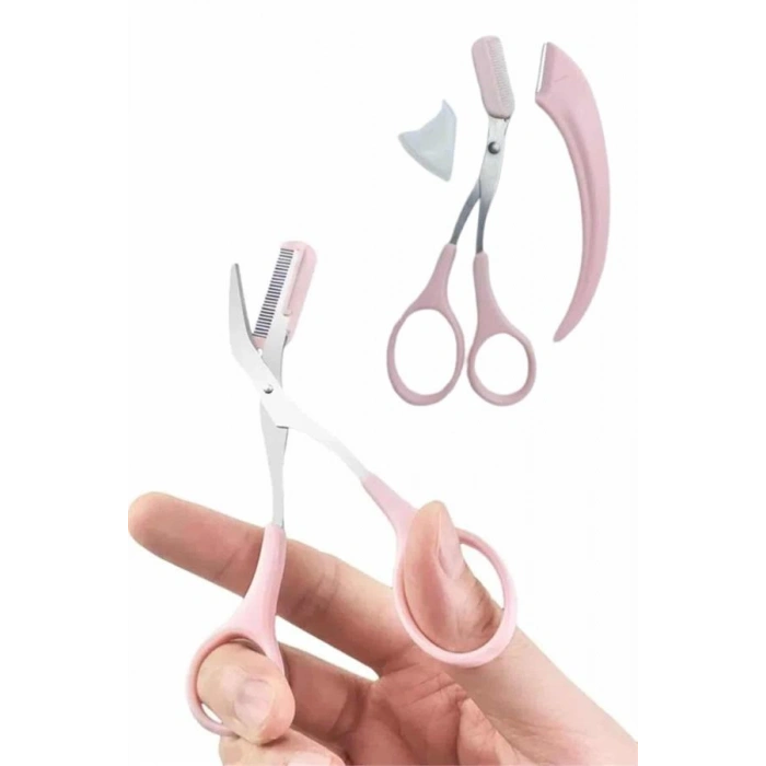 VipMarketim 2li Kaş Bakım Seti Taraklı Kaş Makası Ve Kaş Usturası Kaş Şekillendirici