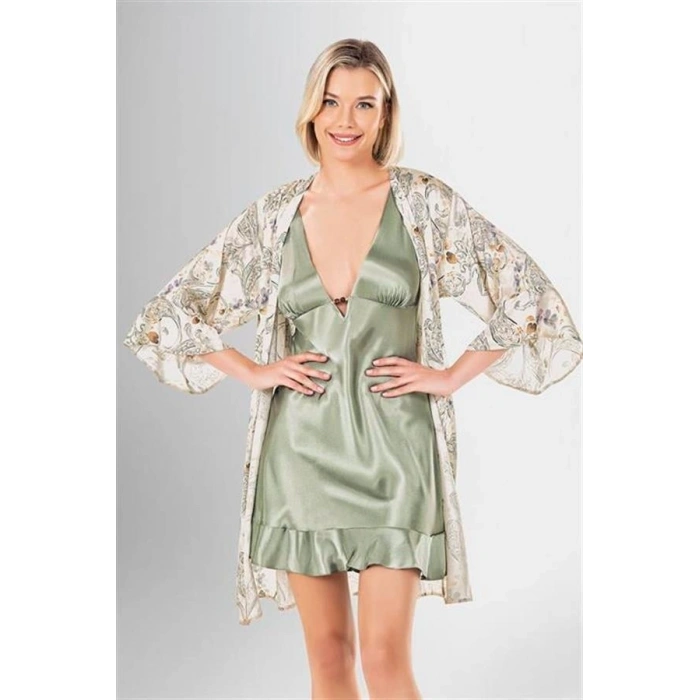 Vipmarketim 2 Li Kısa Sabahlık Takımı Desenli