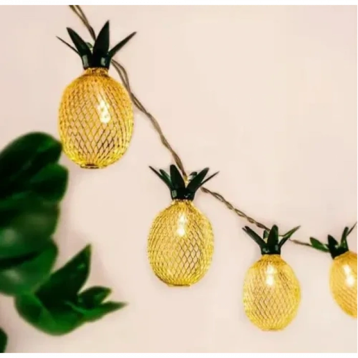 VipMarketim 2 Metre 10 LED Pilli 2 Kademeli Ananas Led Işık