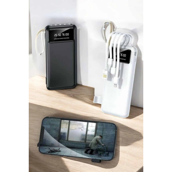 VipMarketim 20.000 Mah Led Işıklı LCD Ekran USB Girişli Type-C Lightning Powerbank