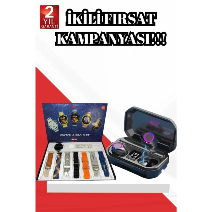 VipMarketim 2025 Model Çok Kordonlu Akıllı Saat ve Bluetooth Kulaklık El Fenerli