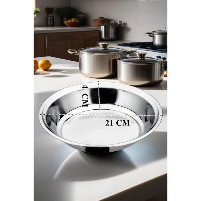 VipMarketim 21 cm 4 LÜ Tabak Seti Paslanmaz Çelik B.Caprio Design