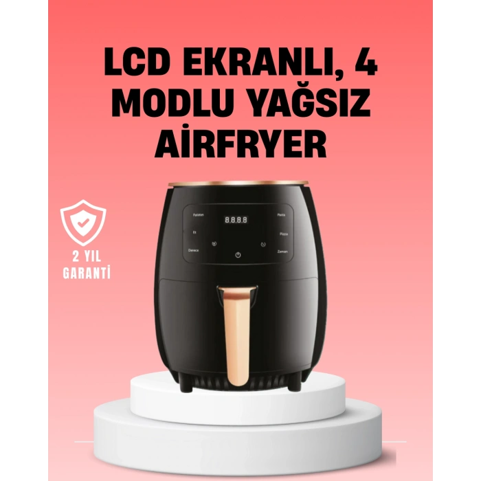 VipMarketim 2400W Güçlü Airfryer 6L Yağsız Sağlıklı Pişirici LCD Dokunmatik