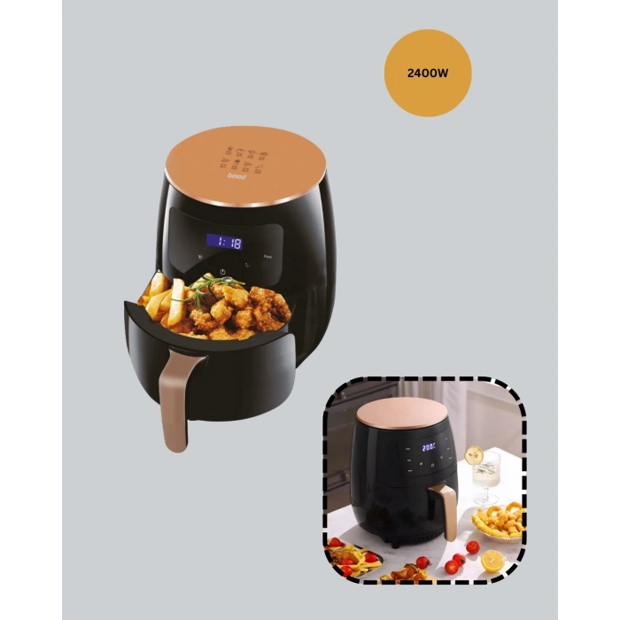 VipMarketim 2400W Güçlü Airfryer 6L Yağsız Sağlıklı Pişirici LCD Dokunmatik