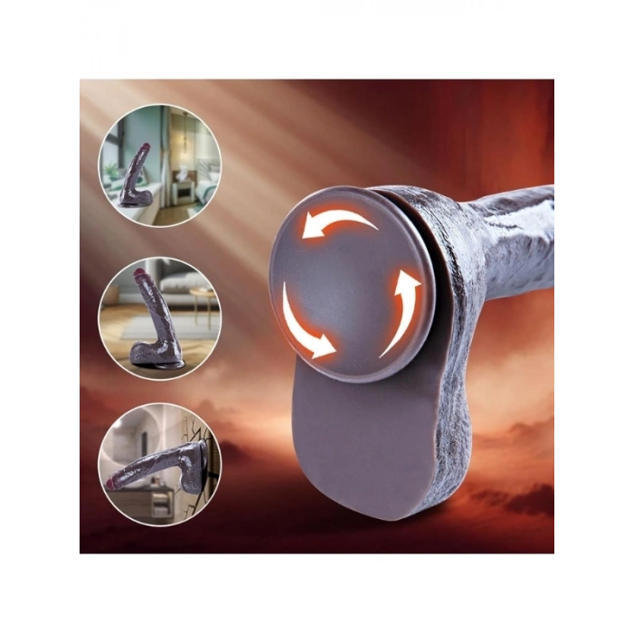 VipMarketim 26 cm Black Giant XXL Gerçekçi Silikon Dildo – Güçlü Vakum Tabanlı, Kalın ve Esnek Tasarım