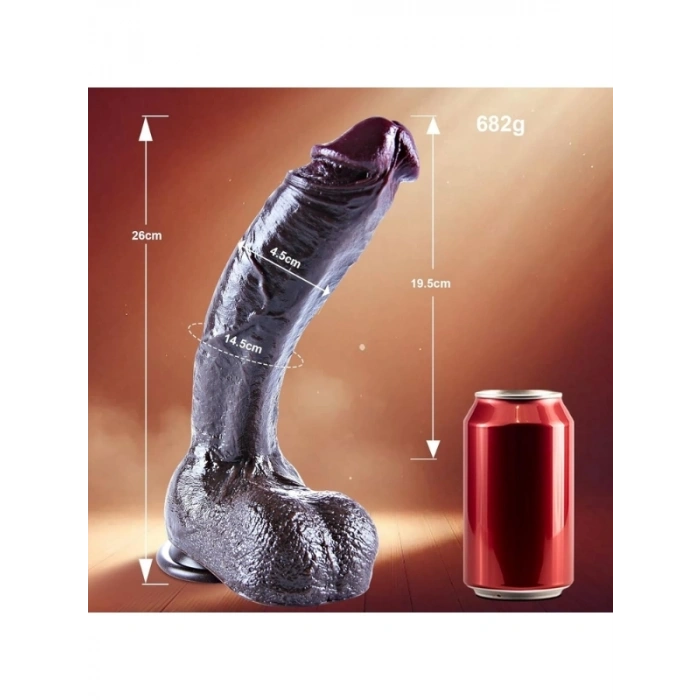 VipMarketim 26 cm Black Giant XXL Gerçekçi Silikon Dildo – Güçlü Vakum Tabanlı, Kalın ve Esnek Tasarım