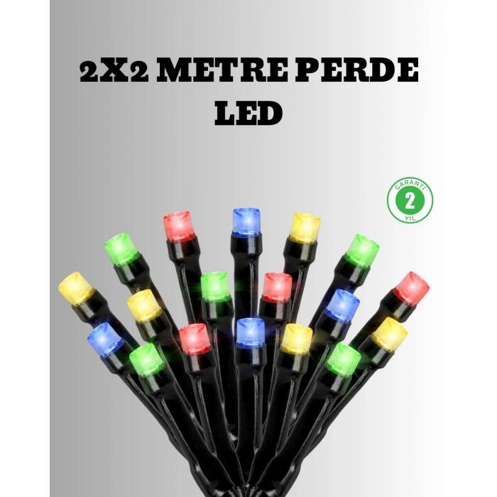 VipMarketim 2x2 Metre Pil ile Çalışan Perde LED Işık – 8 Modlu Dekoratif