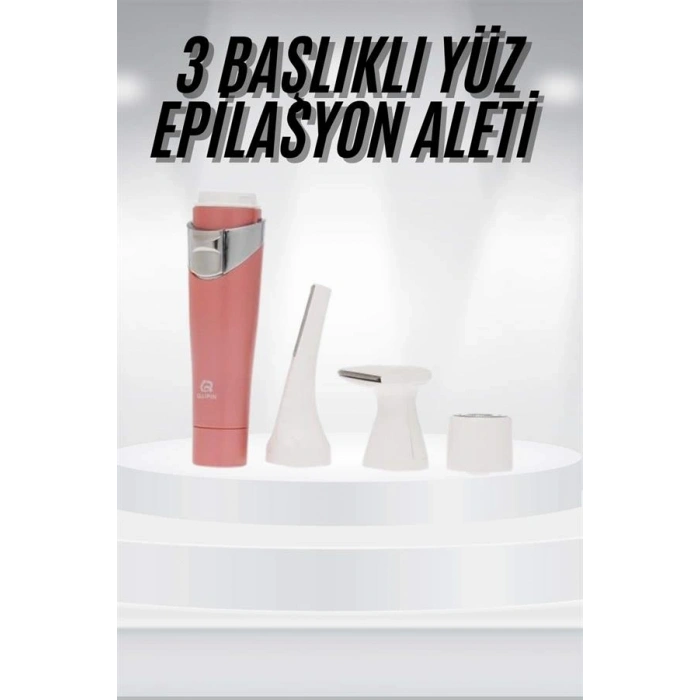 VipMarketim 3 Başlıklı Yüz Kaş Epilasyon Aleti Değiştirilebilir Başlık Hassas Ciltlere Uygun