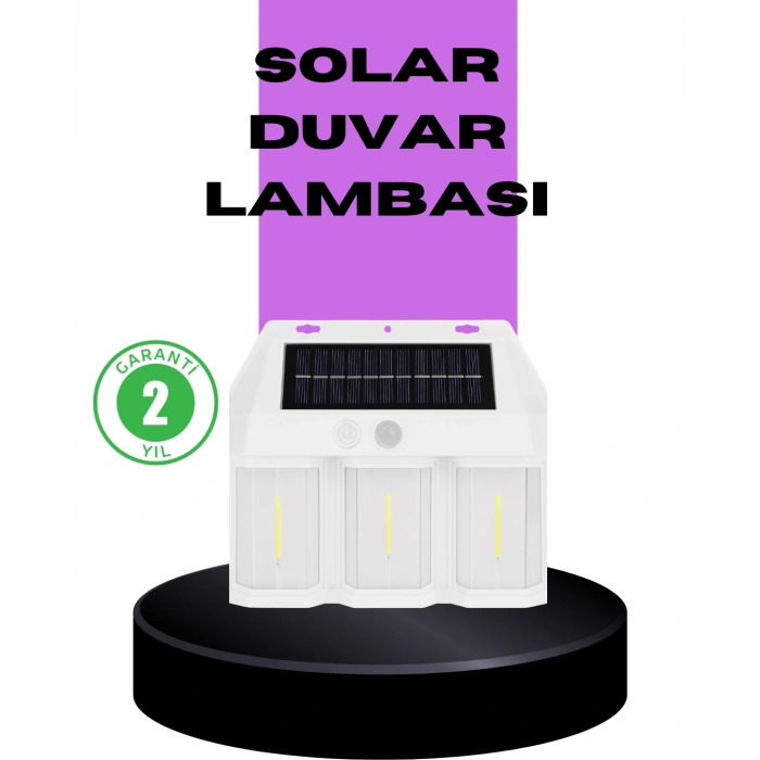 VipMarketim 3 in 1 Solar Duvar Lambası – IP65 Su Geçirmez Hareket Sensörlü