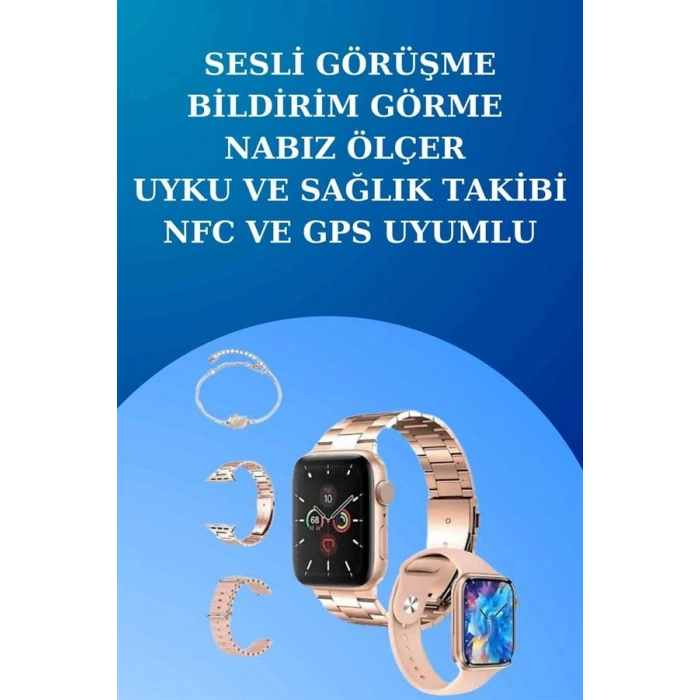 VipMarketim 3 Kordonlu Dokunmatik Ekran Akıllı Saat ve 2.Nesil Kablosuz Bluetooth Kulaklık ANC/ENC