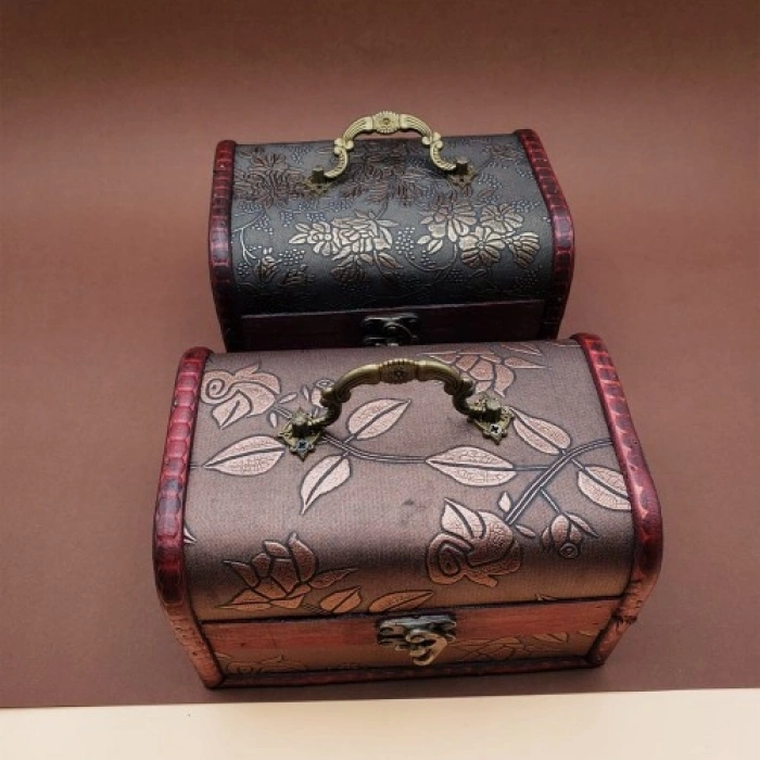 VipMarketim 3lü Ahşap Deri Sandık Kutusu